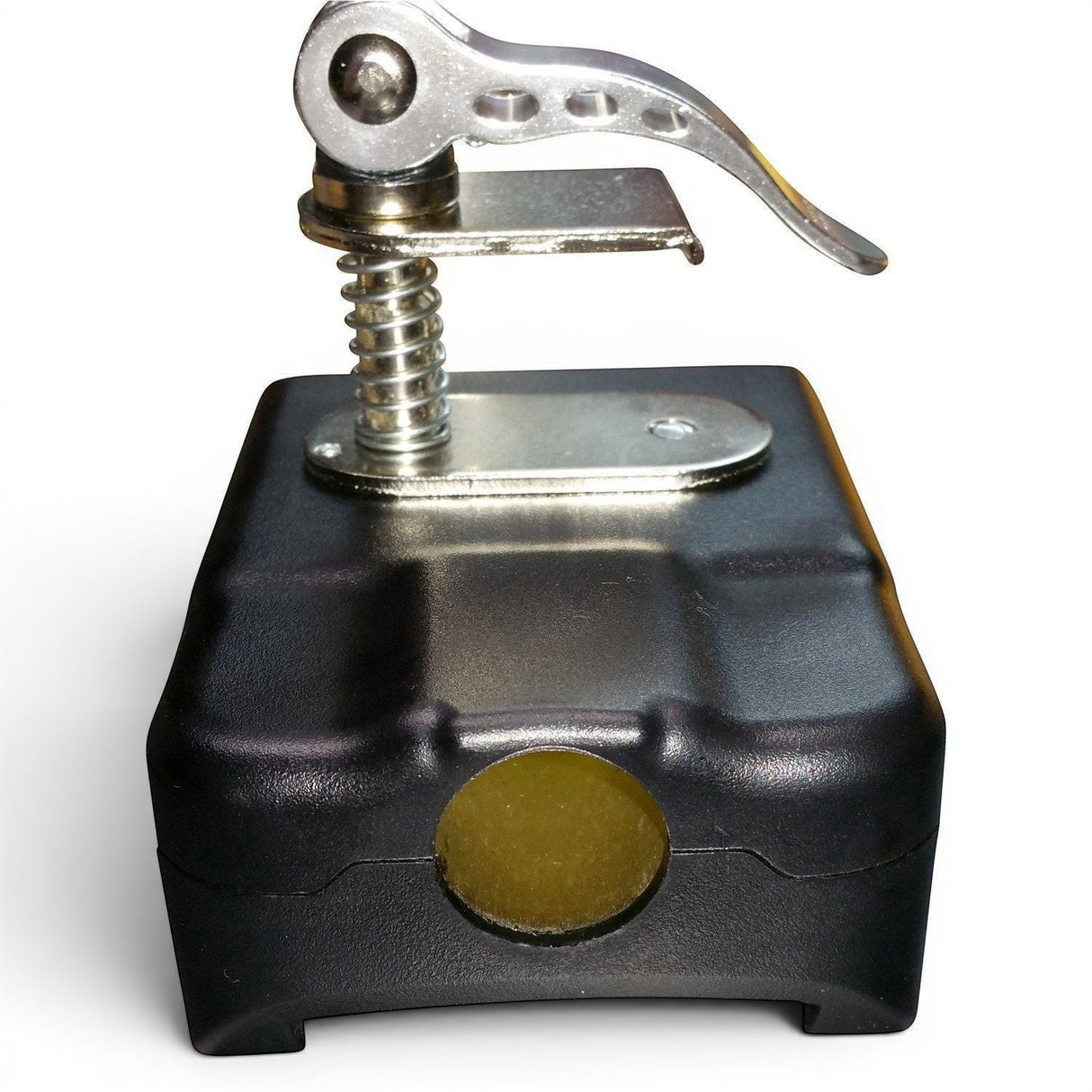 Anson PDR black battery receiver with silver clamp and spring for Milwaukee 18V batteries, featuring a built-in dimmer and battery gauge.