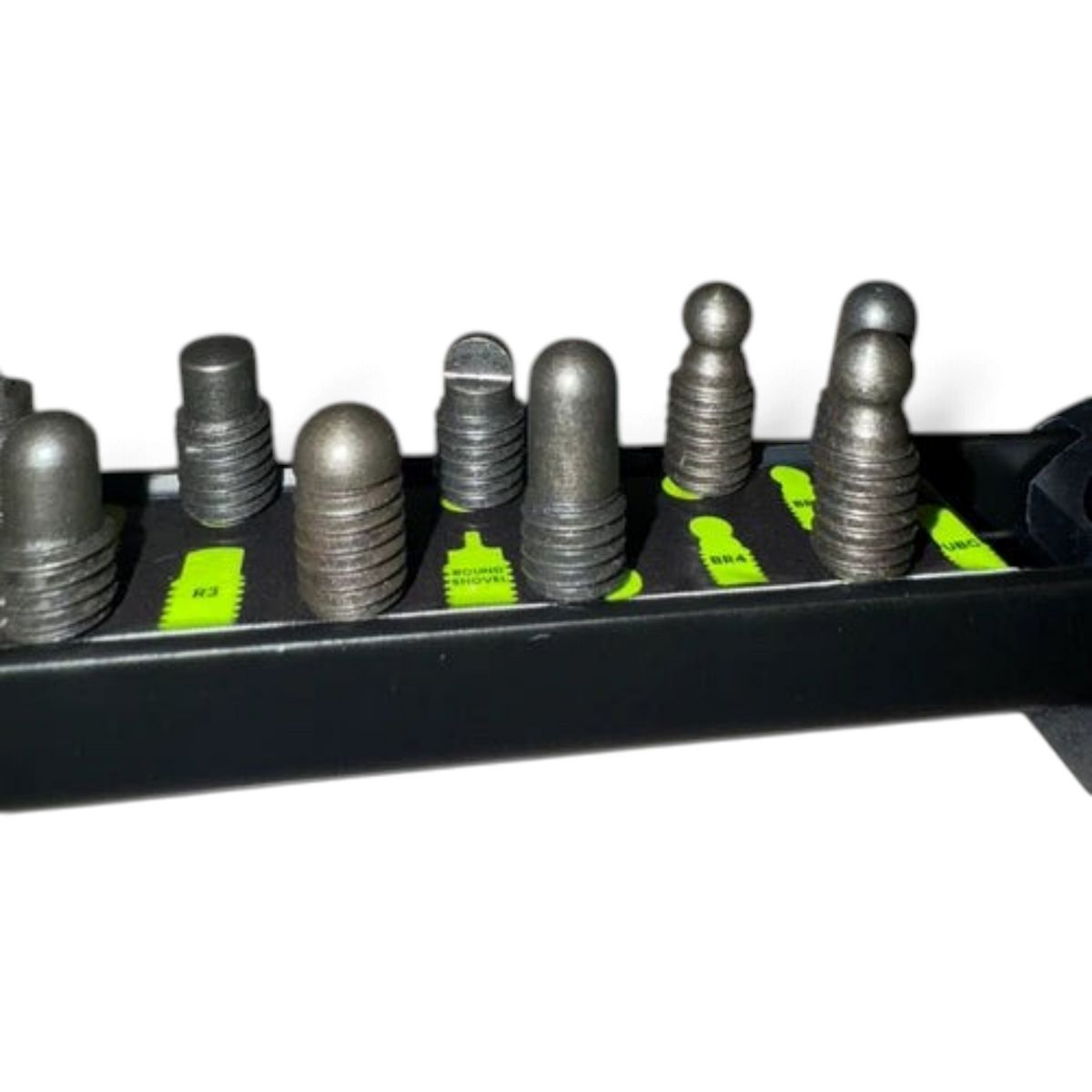Anson PDR Black Plague micro tips set featuring 23 assorted metal PDR tool tips on a magnetic organizer stand.