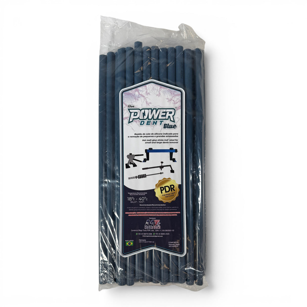 Anson PDR Brazilian Power Dent blue hot melt glue sticks in a 1kg plastic bag for professional paintless dent repair.