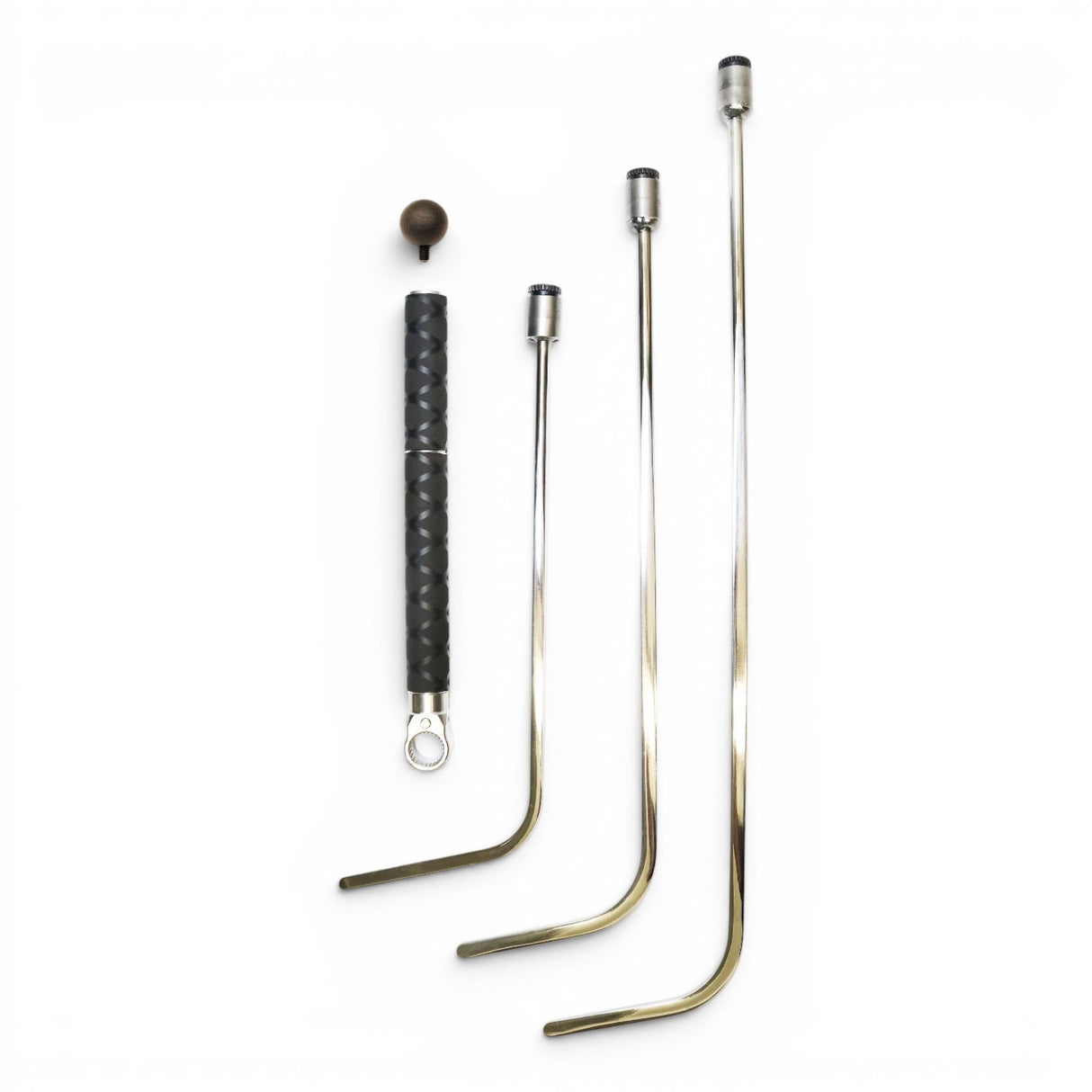 Anson PDR Tequila Tools Door Lord Blade Hub set with tactical Guerrilla Grip and three metal rods of varying lengths.