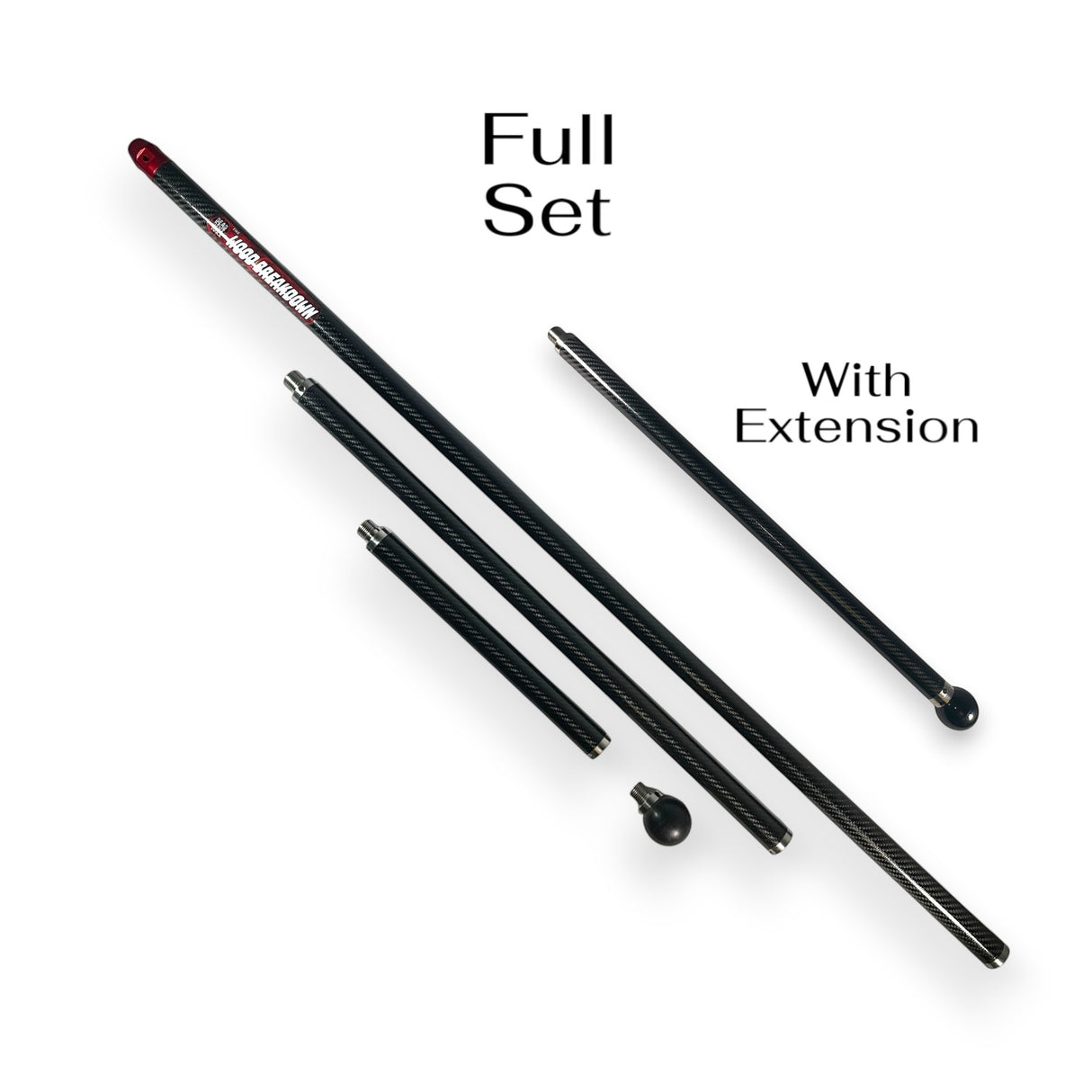 Anson PDR The Wood Breakdown Hail Rod, a 3-piece carbon fiber dent removal tool with 4 tip locations and a weighted ball.