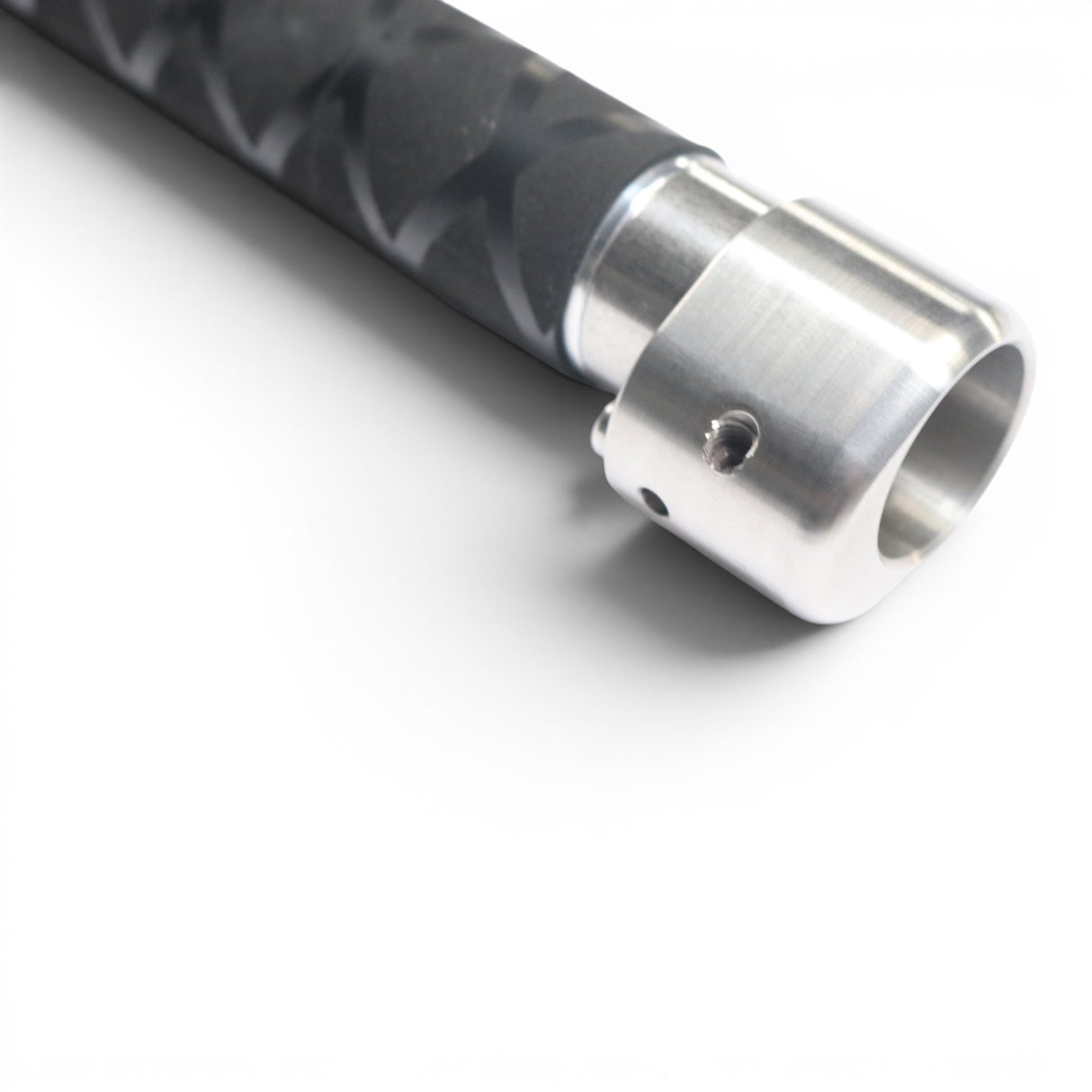 Anson PDR tactical inline grip handle with black X-FLOCK rubber grip and silver aluminum extension.