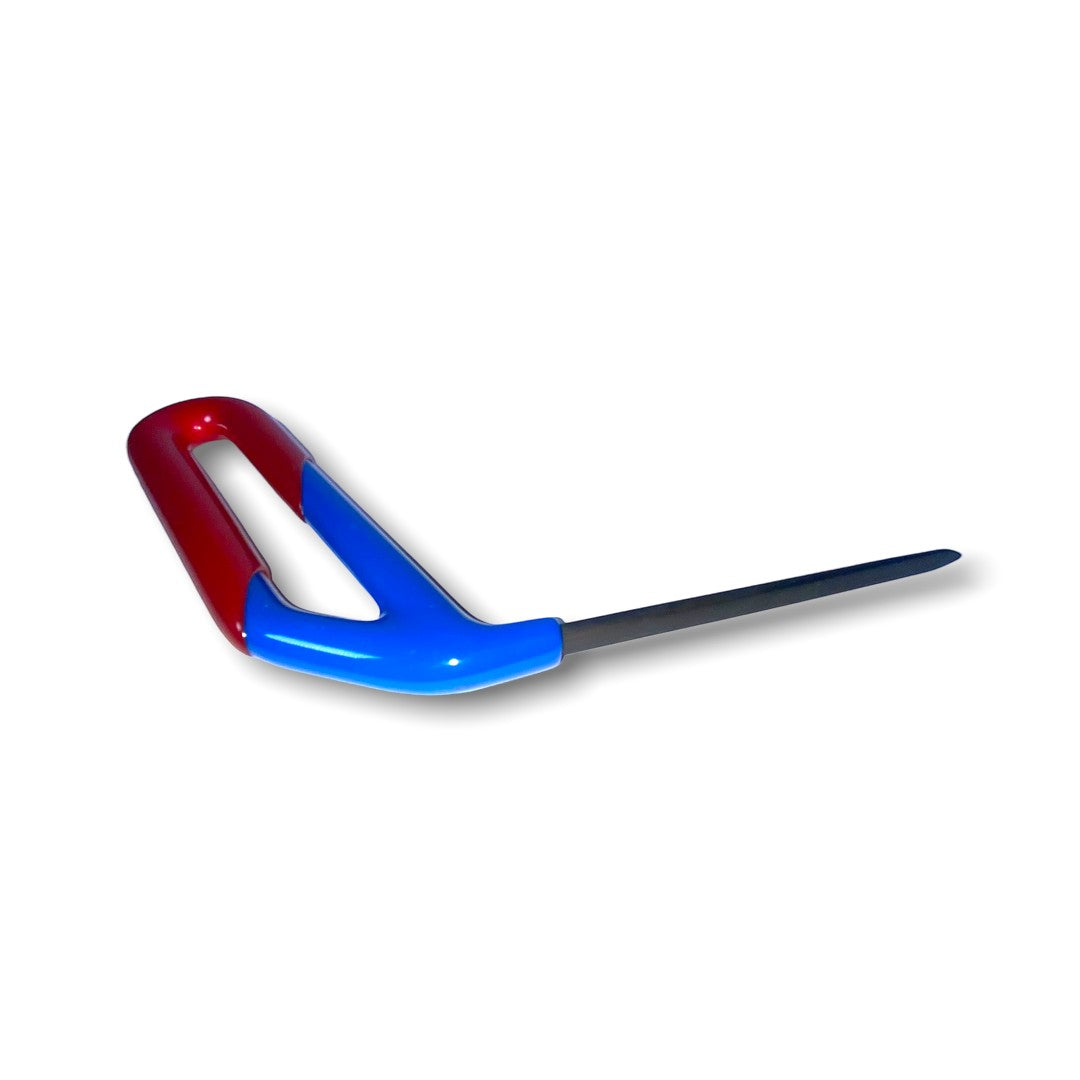 Anson PDR Tequila FvD set hand tool with red and blue handle and diamond tip, 7/32" diameter