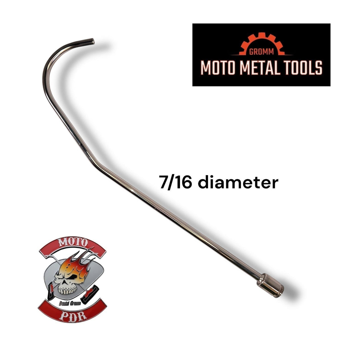 Anson PDR Tequila Moto Rod tool, 7/16 diameter, with a curved tip for motorcycle dent repair.