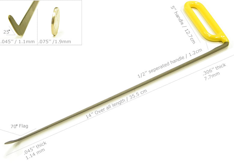 Dentcraft 14" Shaved PDR Tool Left - Dentcraft Tools