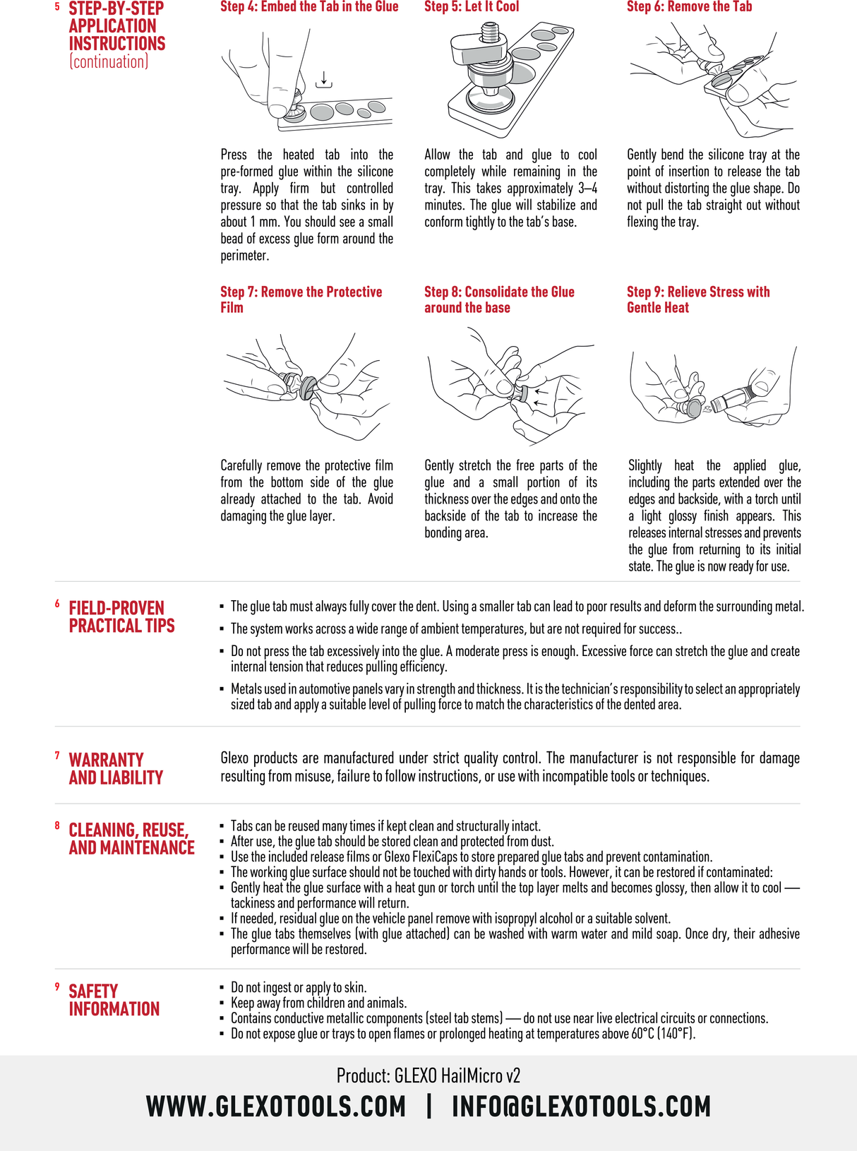 Glexo Hail Micro Kit v2 - 6 tabs with Diablo cold glue