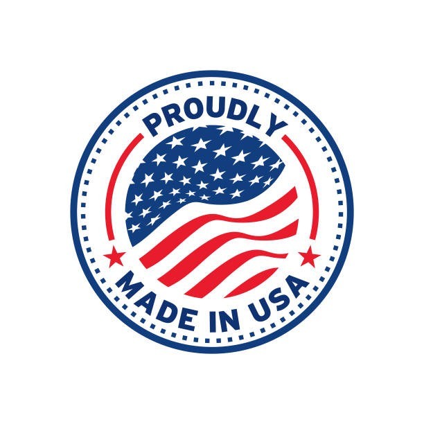 Anson PDR circular badge with a waving American flag design and the text Proudly Made in USA