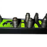Anson PDR Black Plague micro tips set with various metal tip profiles arranged on a magnetic organizer stand
