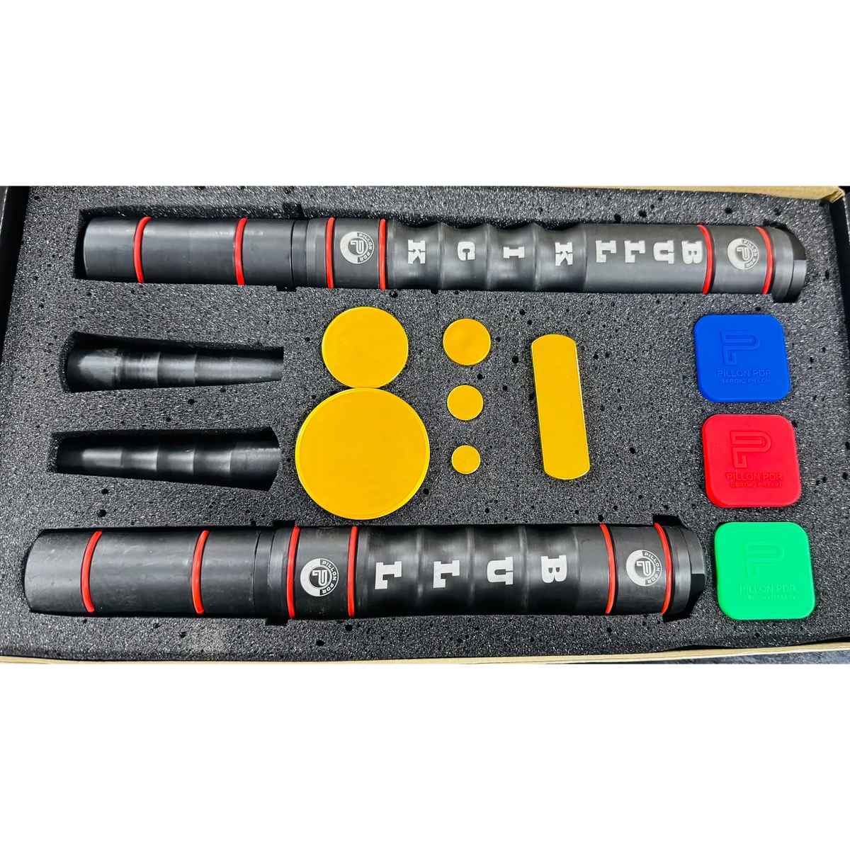 Anson PDR Sergio Pillon Bull Kick full kit with slide hammers, yellow suction tabs, and cold glue blocks in a case
