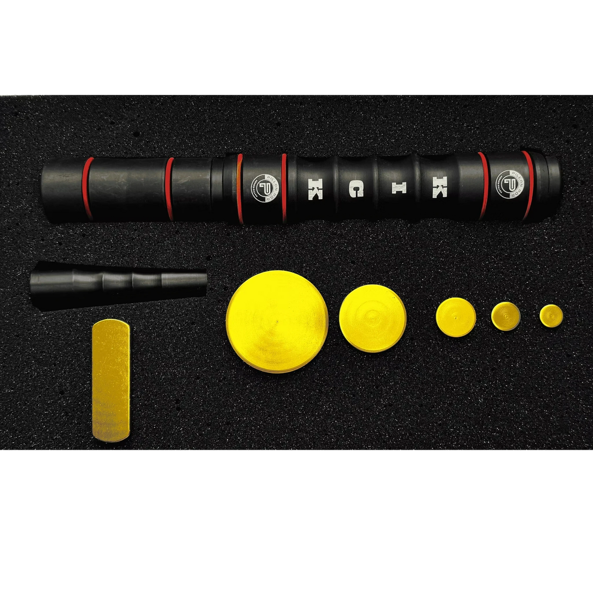 Anson PDR Sergio's Bull Kick PDR tool kit featuring a black slide hammer and various yellow cold glue tabs