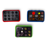 Anson PDR Dead Dent Tools Glory Hole tab holders in red, blue, and green with various hot glue tabs for PDR work.