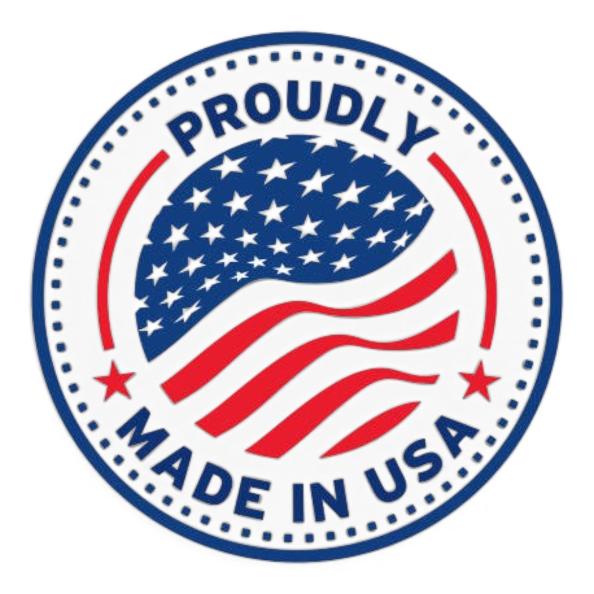 Anson PDR proudly made in USA circular badge with American flag design.