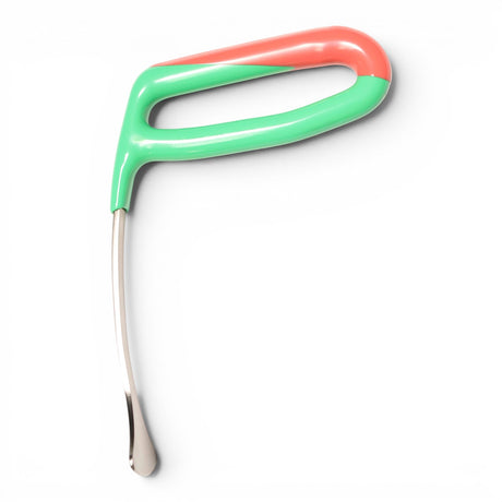Anson PDR Tequila Rattlesnake 1 1/4" tail PDR tool with a curved metal shaft and a two-tone coral and green handle.