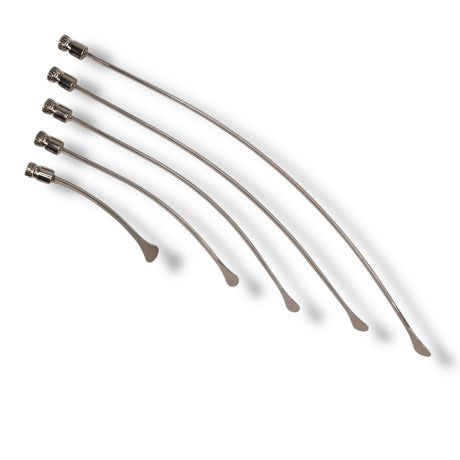 Anson PDR Rattlesnake 1 1/4" tail PDR tools, set of 5 metal whale tail rods with compact hubs.