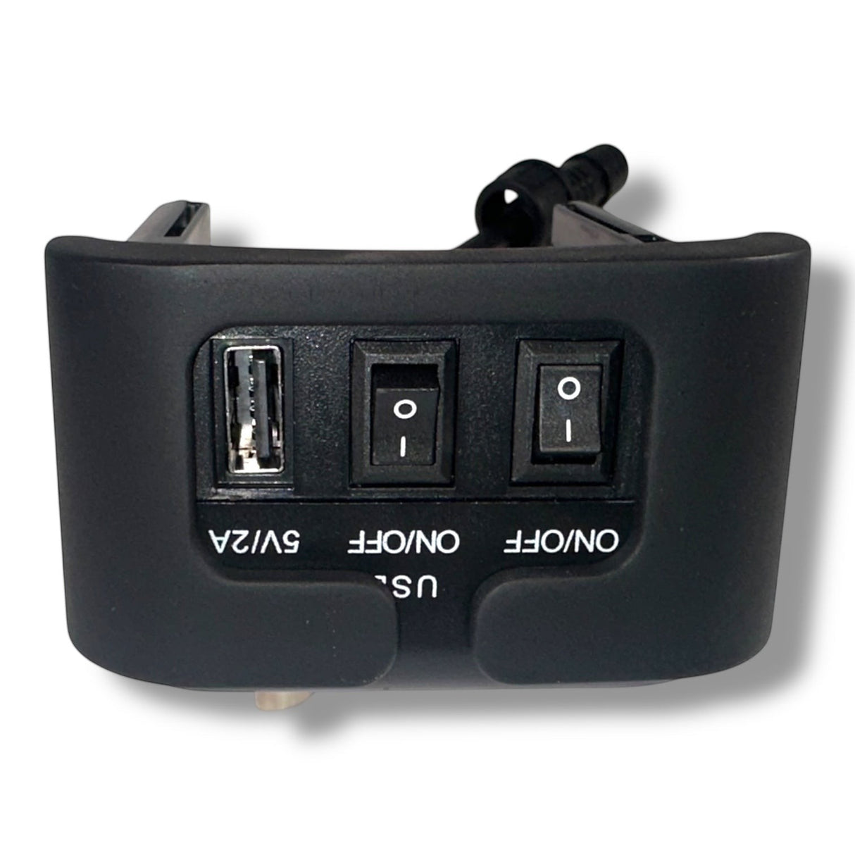 Anson PDR black plastic hail stand receiver plug lock with two on/off switches and a USB port.
