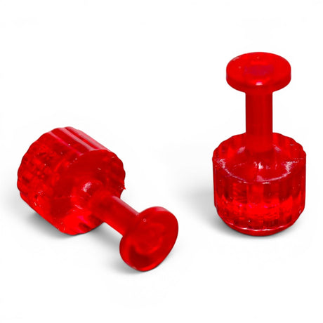 Anson PDR Dead on Dead Center red PDR glue tabs for precise paintless dent repair on a white background