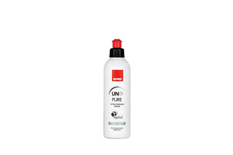 Anson PDR Rupes UNO Pure ultra-fine car finishing polish in a 250ml white bottle with a red cap.