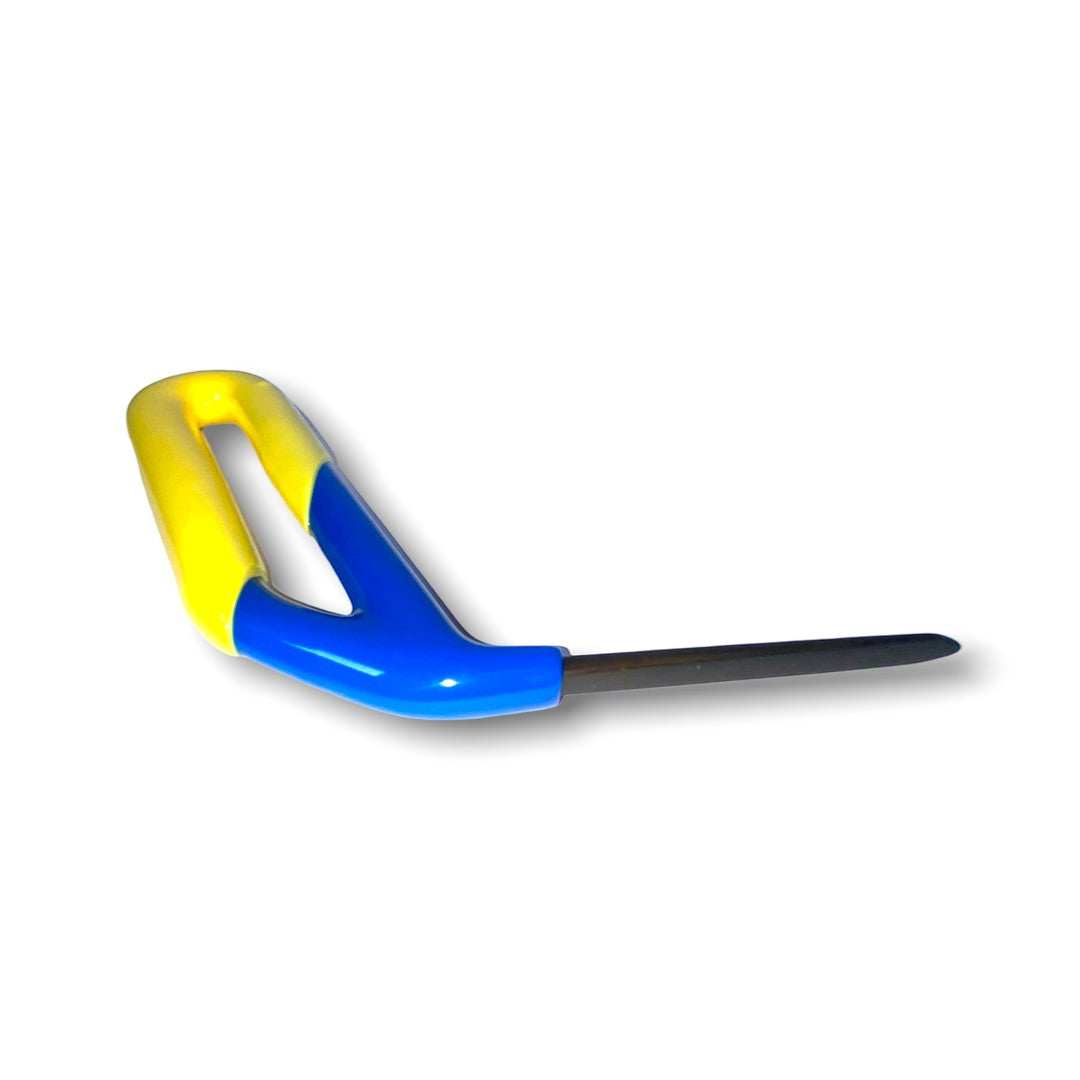 Anson PDR Tequila FvD set hand tool with blue and yellow handle and diamond tip. 7/32" diameter.