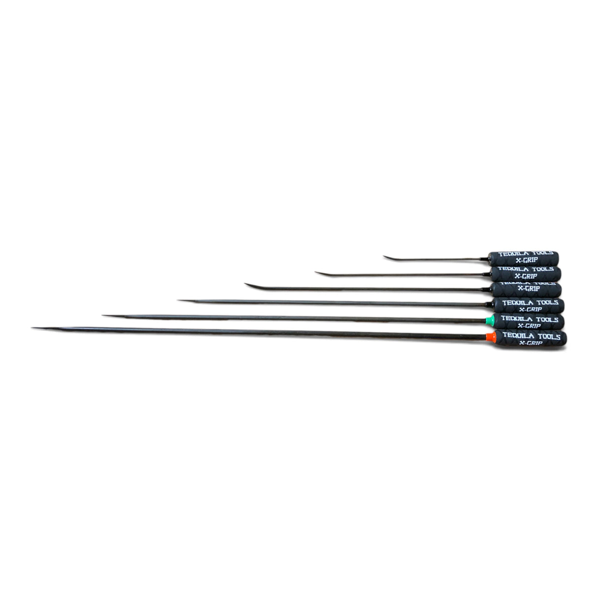 Anson PDR Tequila Tools black spring steel ice pick rods with fixed X-Grip handles in various lengths