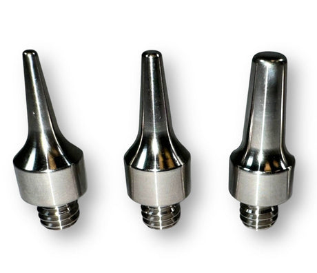 Anson PDR Set 1 titanium PDR tips: Pee Wee, Firing Pin, and Silencer. Polished finish.