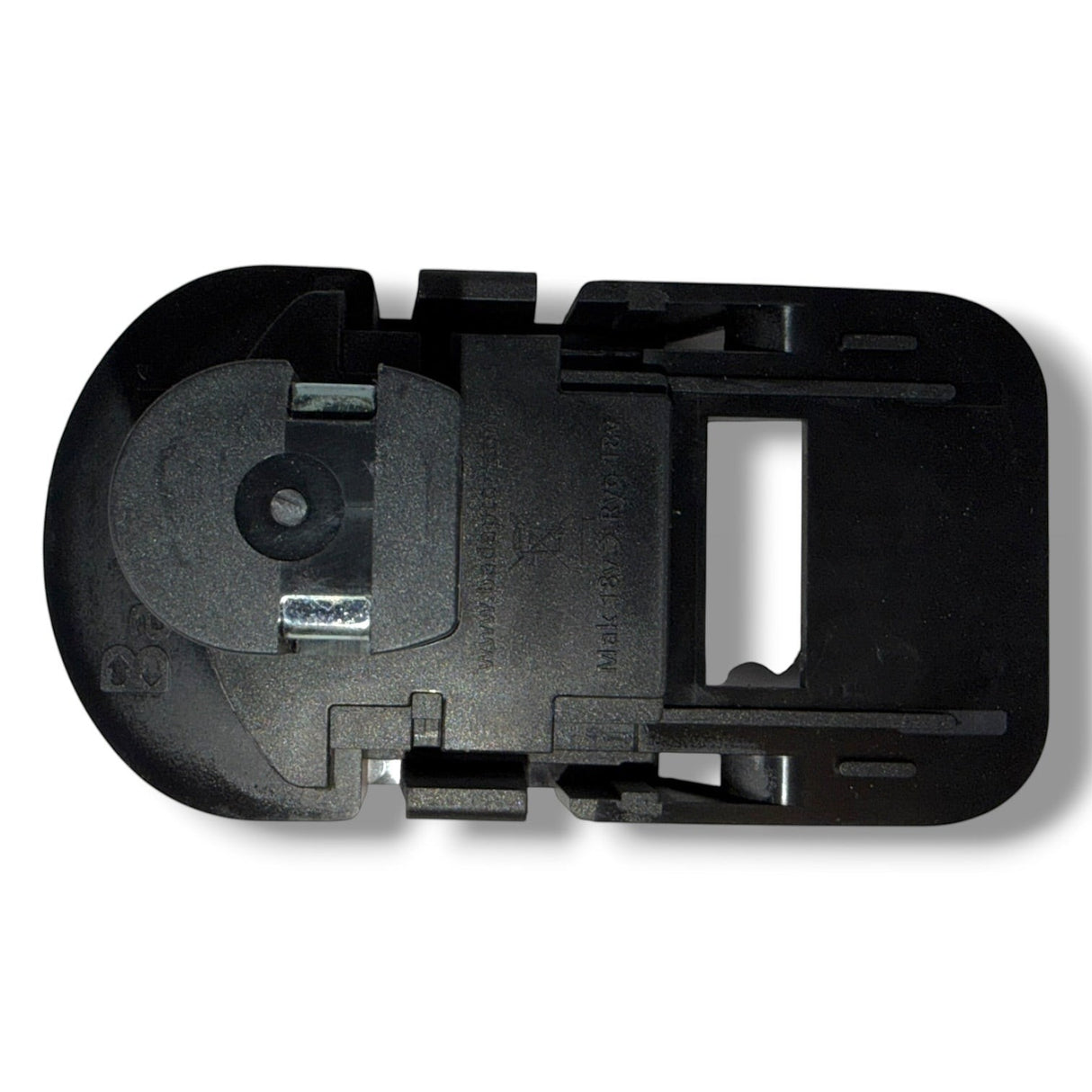 Anson PDR Trifecta adapter for Ryobi batteries to Makita, DeWalt, or Milwaukee tools. Black plastic construction.