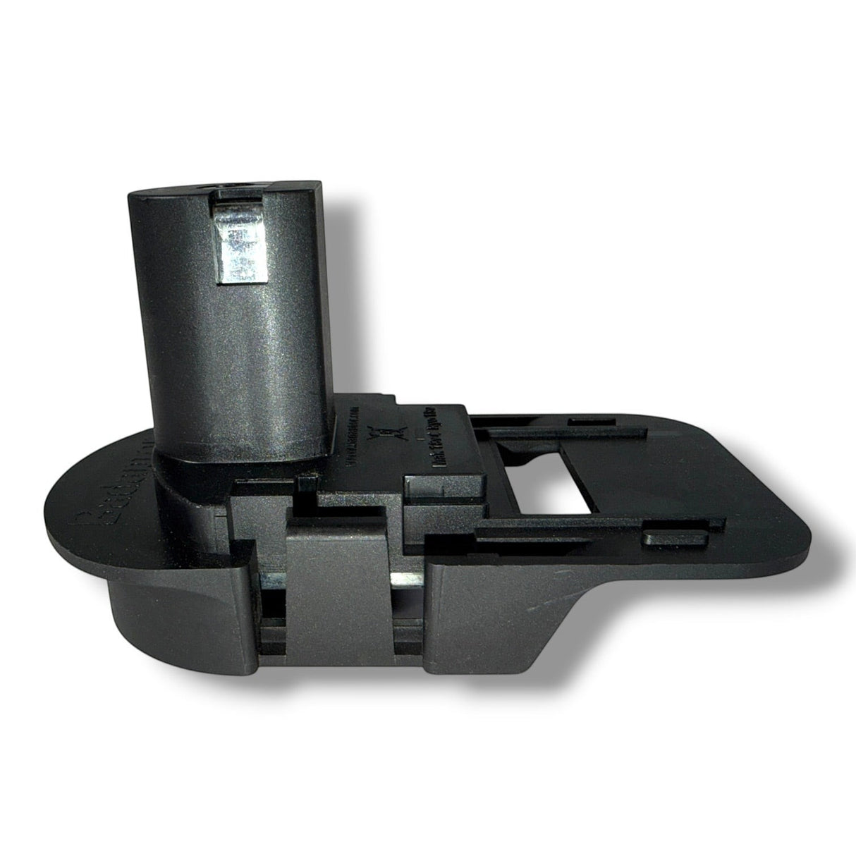 Anson PDR black plastic Trifecta adapter for Ryobi batteries to use with Makita, Dewalt, or Milwaukee tools.