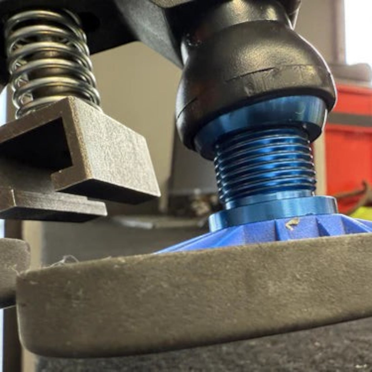 Anson PDR Black Plague Robo Legs, adjustable aluminum legs for PDR lifters, blue threaded body.