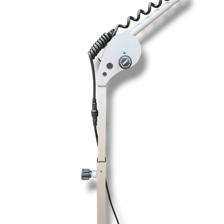 Anson PDR Econo Light Stand with adjustable boom and coiled cable. Features a locking knob for height adjustment.
