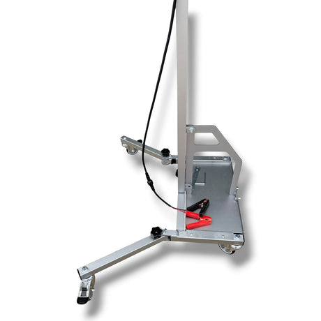 Anson PDR Econo Light Stand base with wheels, battery tray, and jumper cables.