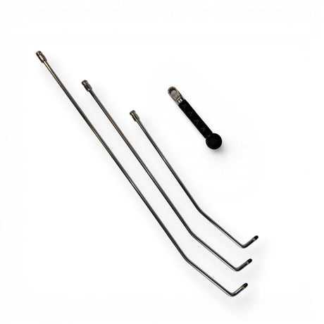 Anson PDR Tequila Compact HUB double bend stainless steel rods set with handle. Includes 18, 24, and 30-inch rods.