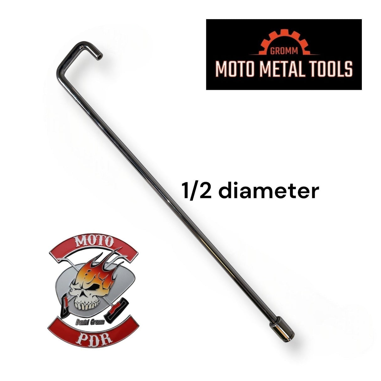 Anson PDR Tequila Moto Rods, 1/2 diameter, for motorcycle paintless dent repair. Features a bent tip for access.