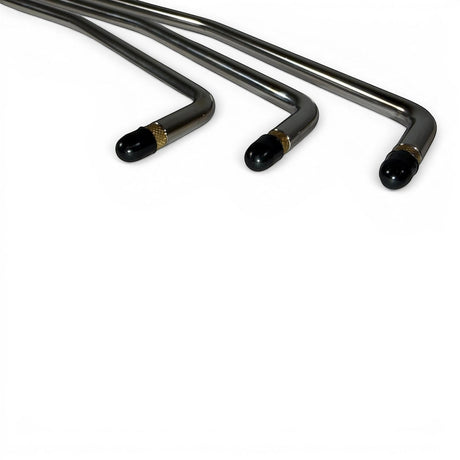 Anson PDR Tequila Compact HUB double bend stainless steel PDR rods with black soft tips and gold threaded collars.