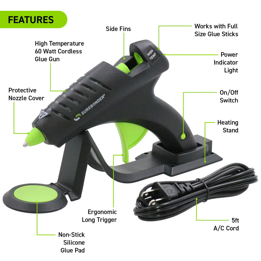 CL-800F 60W High Temperature Full Size Cordless/Corded Hot Glue Gun