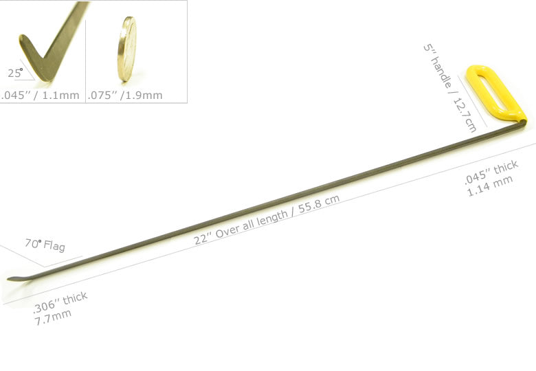 22" Shaved PDR Tool Left - Dentcraft Tools