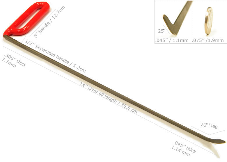 Dentcraft 14" Shaved PDR Tool Right - Dentcraft Tools